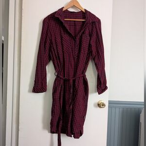 Eddie Bauer Red and Black Plaid Long Sleeve Dress